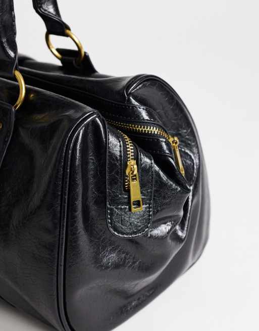 Topshop Star hardware detail bowler shoulder bag in black, 4 of 4