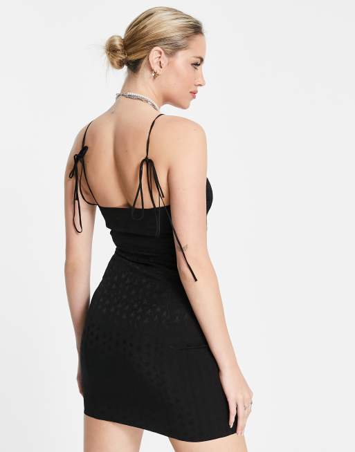 Topshop star jacquard mini slip dress in black ASOS