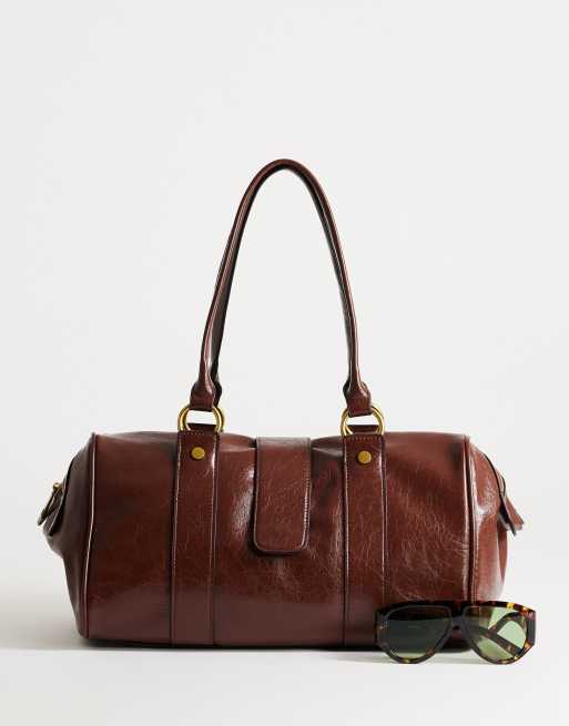 Topshop Star medium hardware detail bowler shoulder bag chocolate, 2 of 4