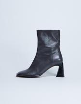 Topshop Star Premium leather round toe block heel boot in grey