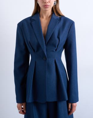 Topshop - Stark taillierter Blazer in Marineblau, Kombiteil