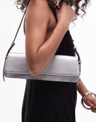 Stassi elongated shoulder bag in silver