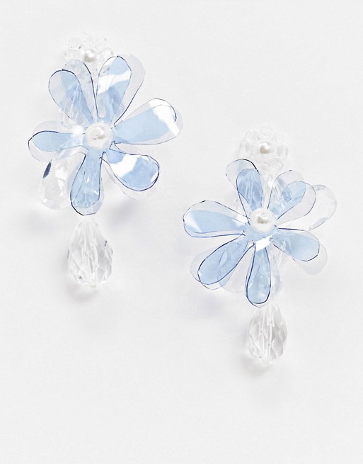 Topshop statement flower earrings with faux pearls