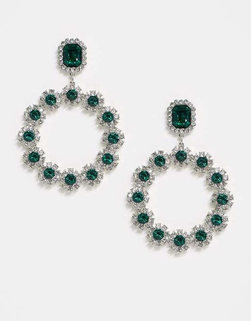 Topshop - Statement-oorbellen met smaragdgroene sierstenen