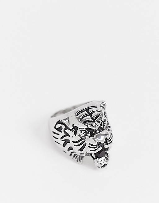 dealer waterbestendig Kleren Topshop - Statement ring met tijgerkop in zilver | ASOS
