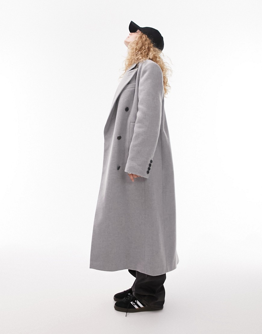 Shop Topshop Statement Shoulder Wool Coat In Gray