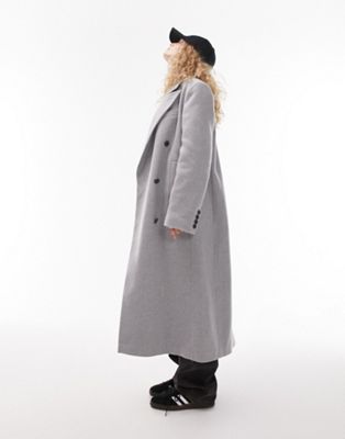 Topshop statement shoulder wool coat in grey