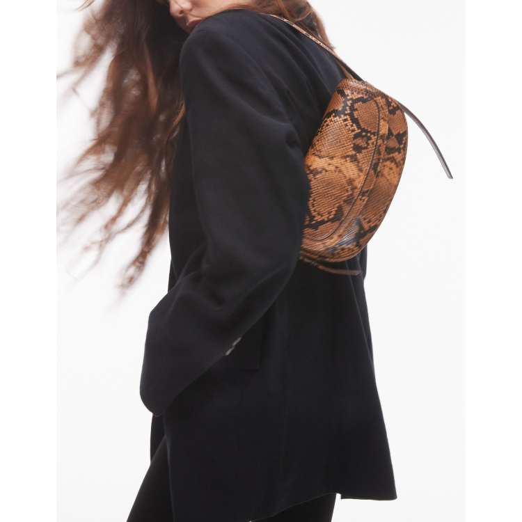 Topshop Stefan half moon shoulder bag in snake print ASOS