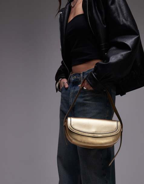 Topshop - Stefan - Sac porté épaule en forme de demi-lune - Doré - view 1