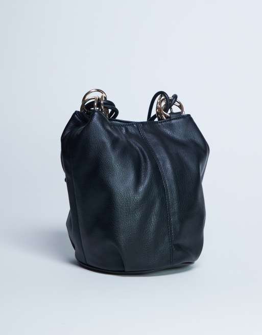 Topshop - Steffie - Schoudertas met ringdetail in zwart, 4 van 4