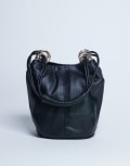 [Topshop] Topshop Steffie shoulder bag with ring detail in black One Size BLACK