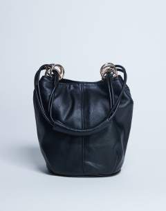 Steffie shoulder bag with ring detail in black