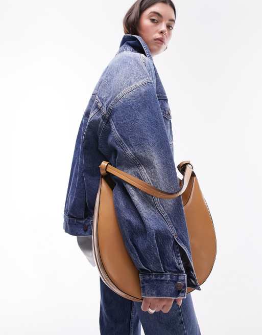 Topshop - Stella - Borsa da spalla arrotondata color cuoio con nodi