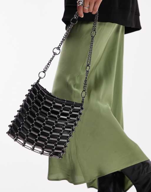 Topshop Stella chain bag in gunmetal