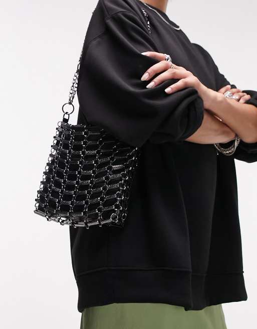 Gunmetal Metal Chunky Chain Strap Bag