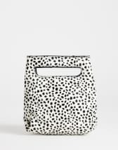Topshop Stella hair on real leather grab bag in dalmatian print