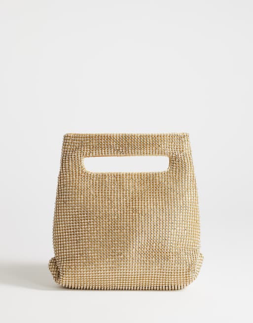 Topshop - Stella - Handtas met siersteentjes in goud, 4 van 4