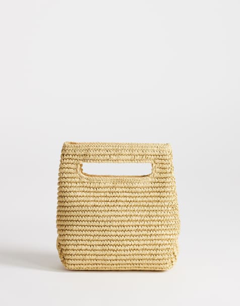 Topshop - Stella - Kleine handtas van stro in neutraal - view 1