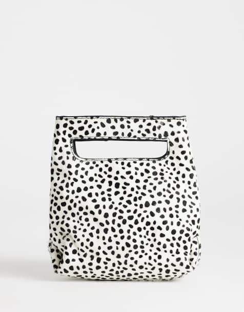 Topshop – Stella – Kleine Handtasche aus echtem Leder mit Fellbesatz und Dalmatinermuster - view 1
