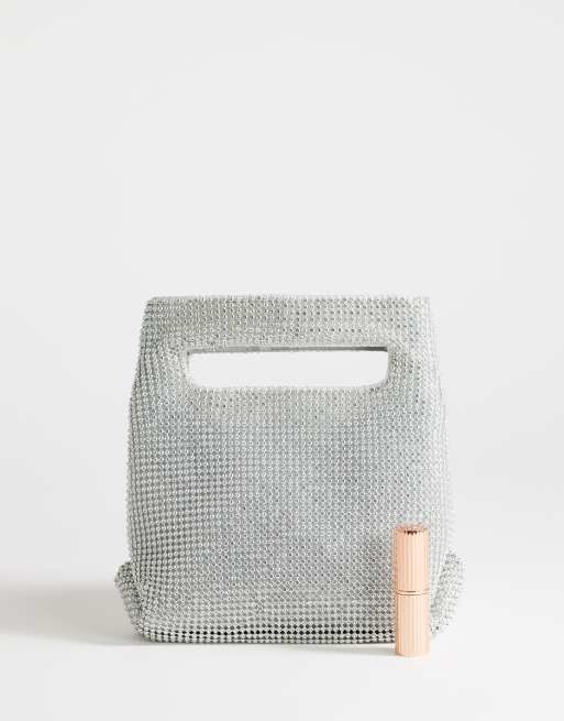 Topshop – Stella – Kleine Handtasche in Silber mit Strassbesatz, 2 von 4