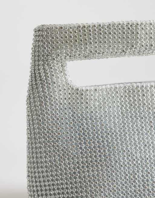 Topshop – Stella – Kleine Handtasche in Silber mit Strassbesatz, 3 von 4