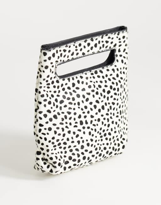 Topshop - Stella - Petit sac à main en cuir véritable effet poils à imprimé dalmatien, 3 de 4