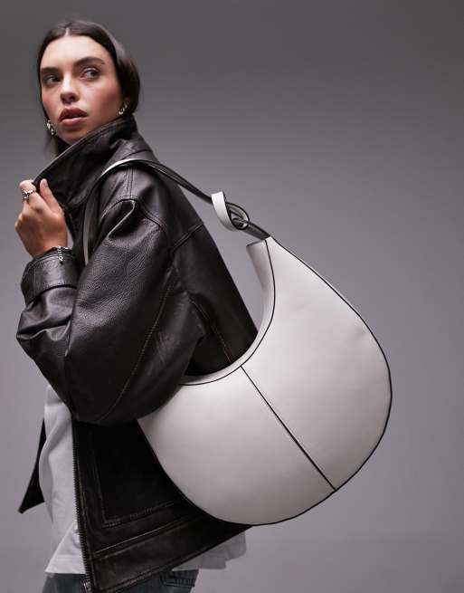 Topshop - Stella - Ronde schoudertas met geknoopt detail in gebroken wit