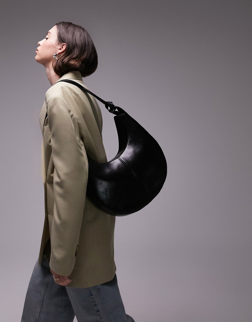 Topshop Stella scoop shoulder bag with knot detail in black