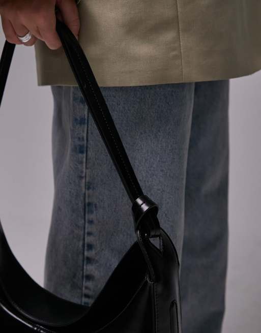Topshop Stella scoop shoulder bag with knot detail in black, 2 of 4