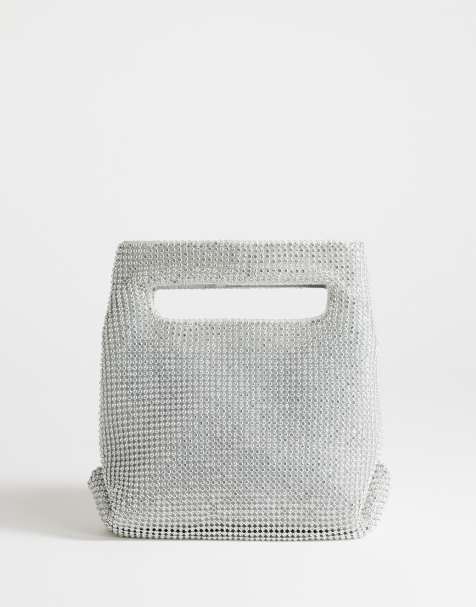 Topshop – Stella – Silverfärgad, liten handväska med strass - view 1