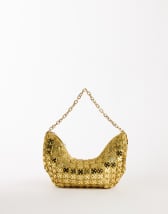 Topshop Stellan sequin medium scoop shoulder bag in gold