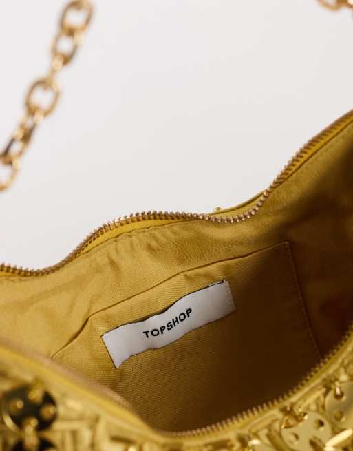 Topshop Stellan sequin medium scoop shoulder bag in gold, 2 of 4