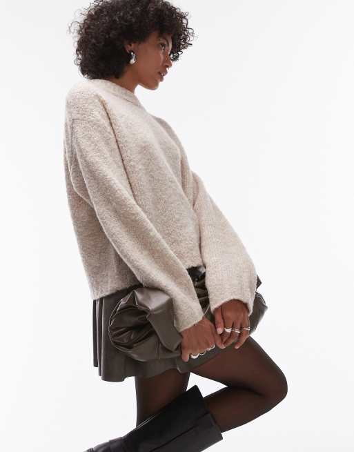Topshop – Stenfärgad, stickad tröja i bouclé med rund halsringning, 3 av 4