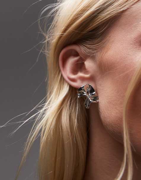 Topshop – Stephy – Statement-Ohrringe aus wasserfestem Edelstahl in Silberoptik - view 1