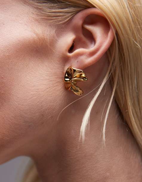 Topshop - Stephy - Statement oorbellen van waterbestendig roestvrij staal in goud - view 1