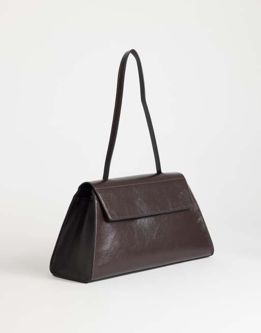 Topshop Stevey medium shoulder bag in chocolate, 2 of 4