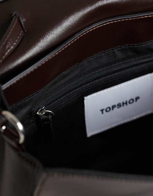 Topshop Stevey medium skuldertaske i chokolade, 4 af 4