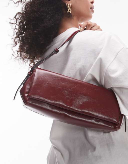 Topshop - Stevie - Schoudertas met structuur in bordeauxrood, 3 van 4