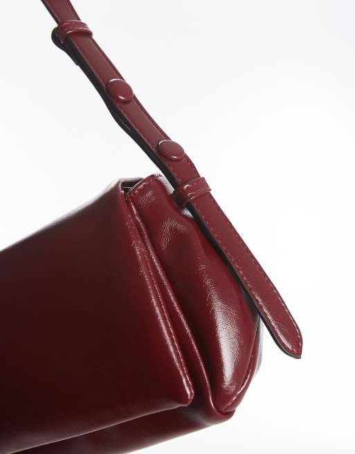 Topshop Stevie structured shoulder bag in burgundy, 4 of 4