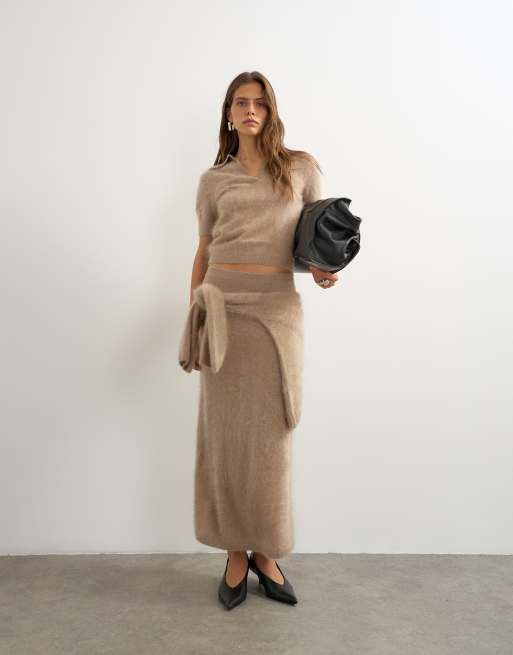 Topshop – Mixa och matcha – Premium – Beige, stickat set med borstad textur, 3 av 4