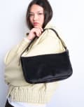[Topshop] Topshop Stina real leather shoulder bag in chocolate pony-Brown One Size Chocolate