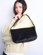 Topshop Stina real leather shoulder bag in chocolate pony