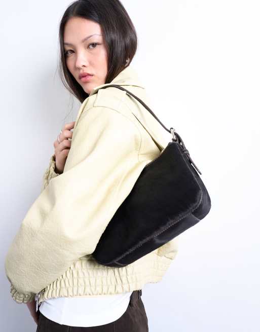 Topshop Stina real leather shoulder bag in chocolate pony, 4 of 4