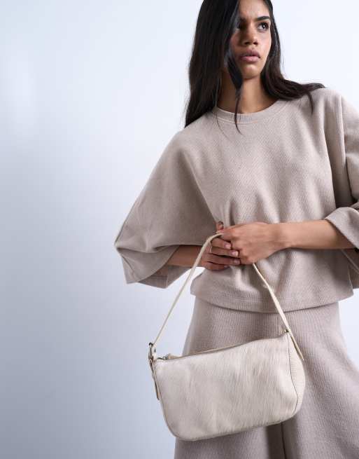 Topshop – Stina – Schultertasche aus echtem Leder in Wollweiß mit Ponyfell-Optik, 4 von 4