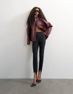 Model wearing Stirrup bengaline trouser in black