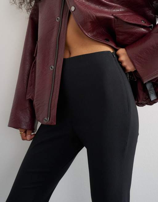 Topshop stirrup bengaline trouser in black, 3 of 5