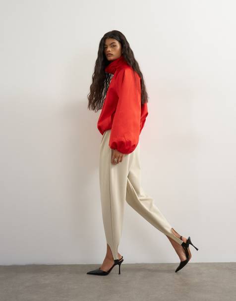 Topshop stirrup pant in beige - view 1