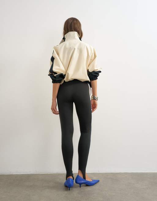 Topshop stirrup sporty piping leggings in black, 5 of 5