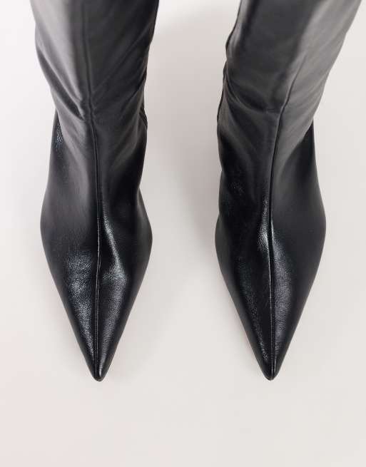 Topshop stivale al ginocchio con tacco kitten nero, 3 di 4