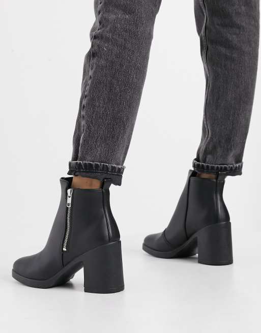 Topshop Stivaletti Chelsea con tacco neri